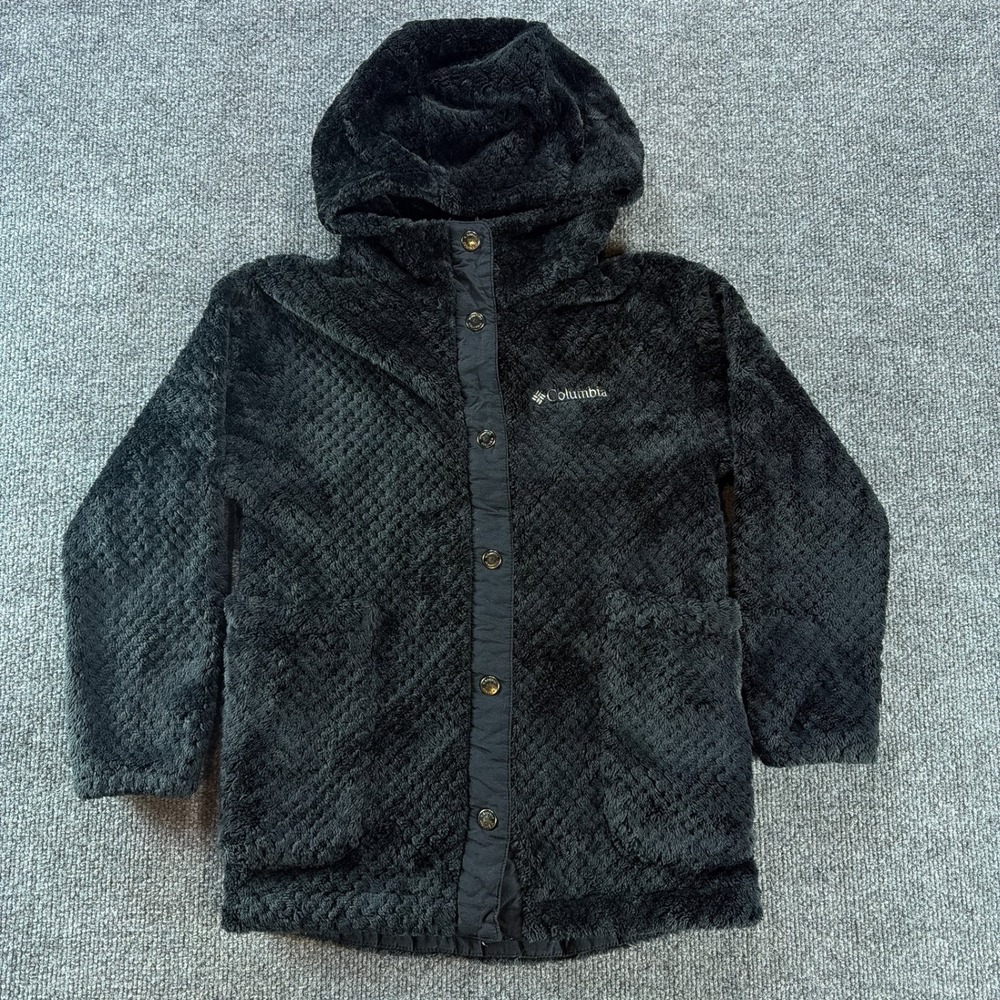 Columbia Fire Side II Sherpa Fleece Hooded Jacket Black Gorpcore Womens Sm Fall